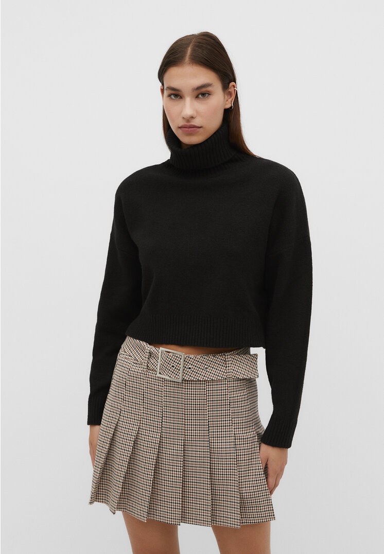 Stradivarius Strickpullover aus weichem Material Schwarz XL