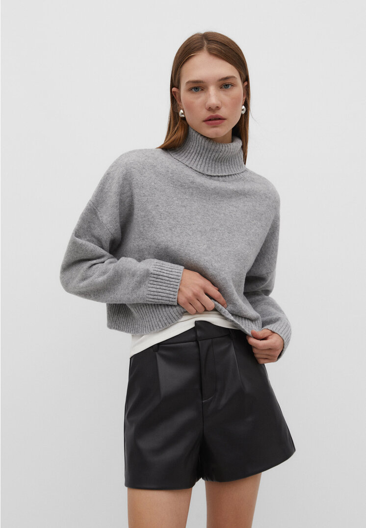 Stradivarius Sweter z miękkiej dzianiny Soft Touch Popielaty XL