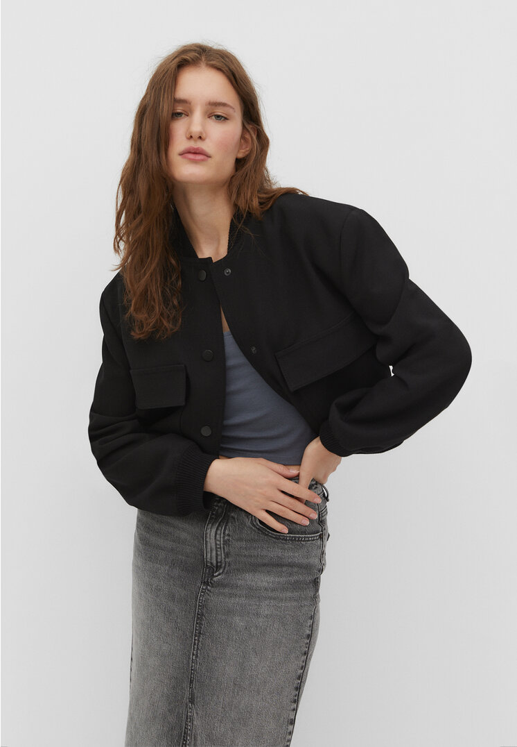 Stradivarius Bomberjacke mit Maxi-Pockets Schwarz M