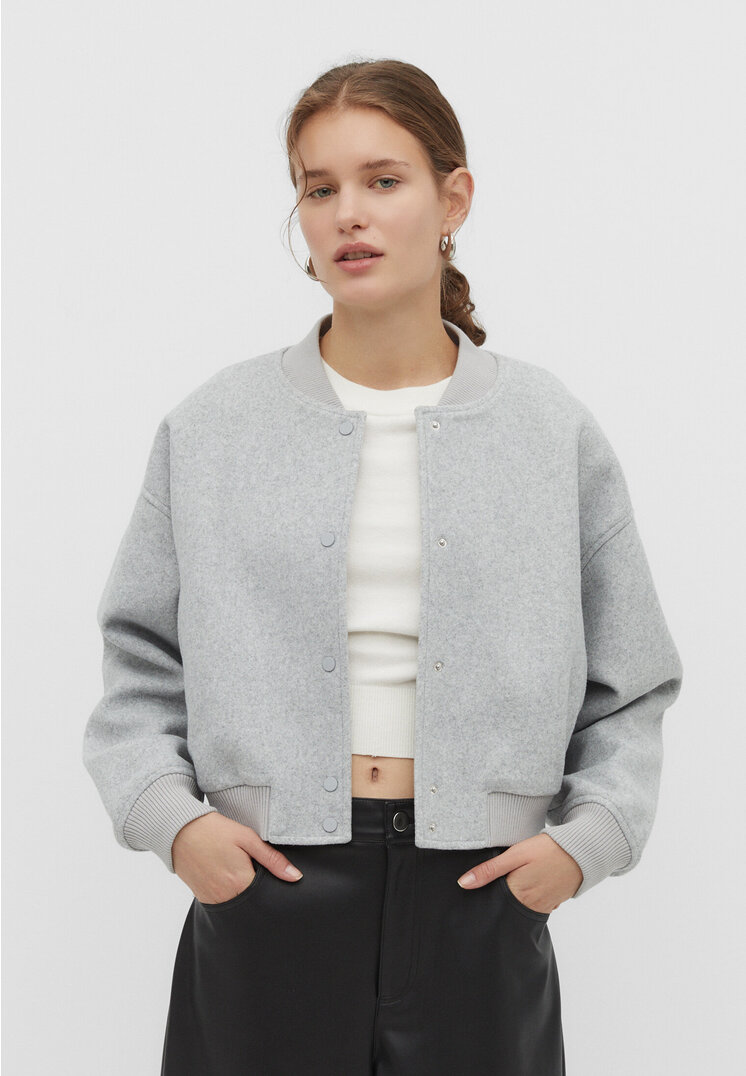 Stradivarius Weiche Bomberjacke Grau Melange XS