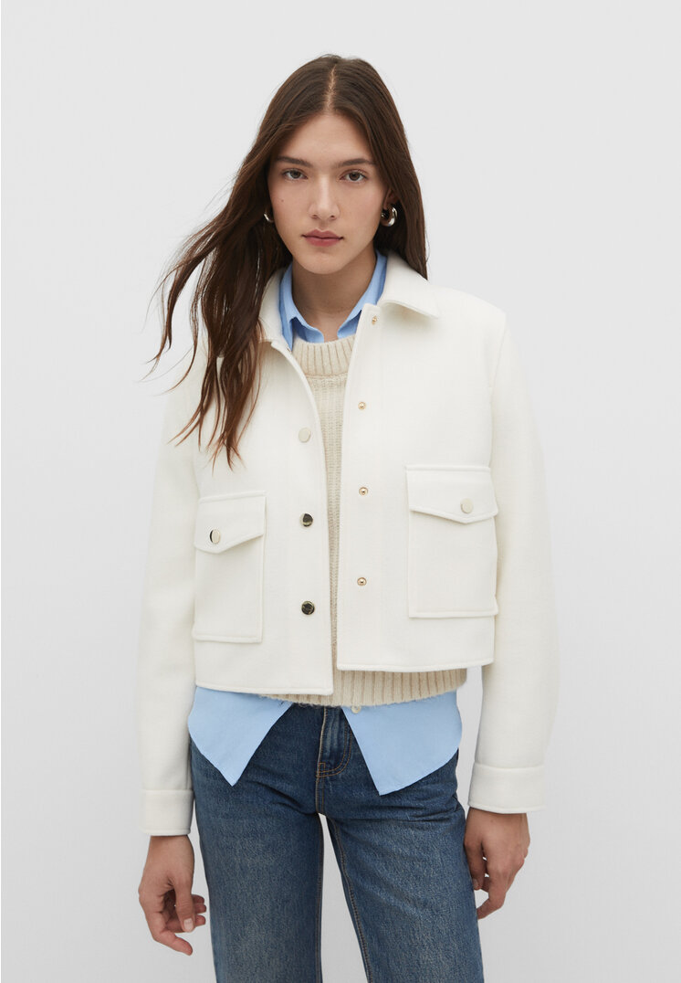 Stradivarius Kurze Soft-Touch-Jacke TRANSPARENT XS