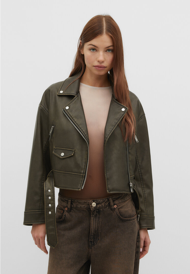 Stradivarius Kurtka biker ze sztucznej skóry z efektem zużycia Brązowy S
Stradivarius Kurtka biker ze sztucznej skóry z efektem zużycia Brązowy S