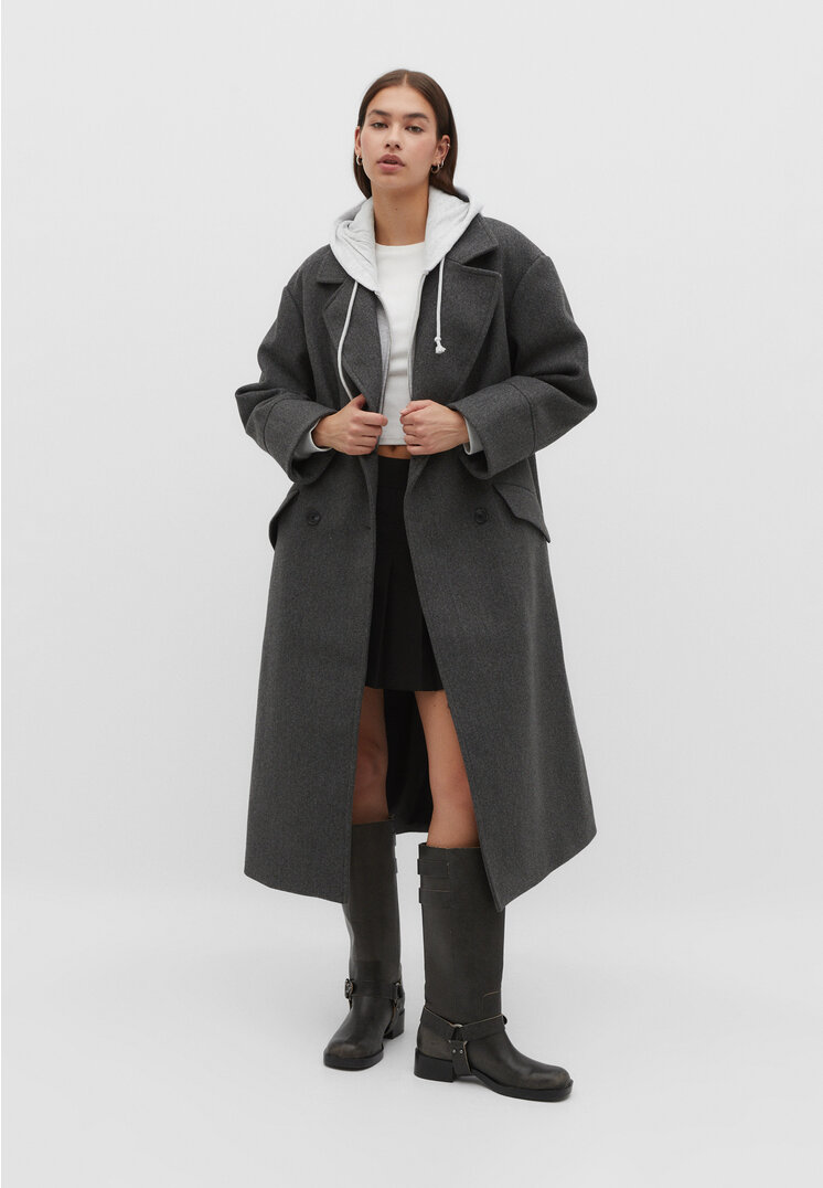 Stradivarius Oversize-Mantel mit weicher Haptik Graumeliert M