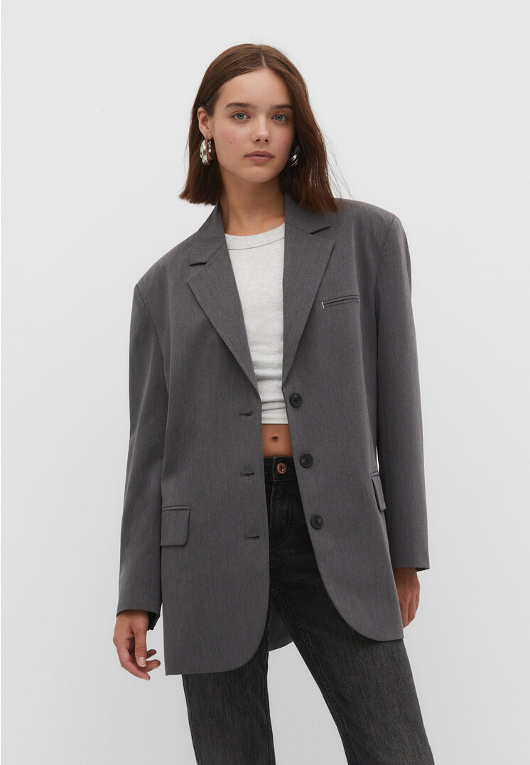 Stradivarius Marynarka oversize Ciemnoszary M