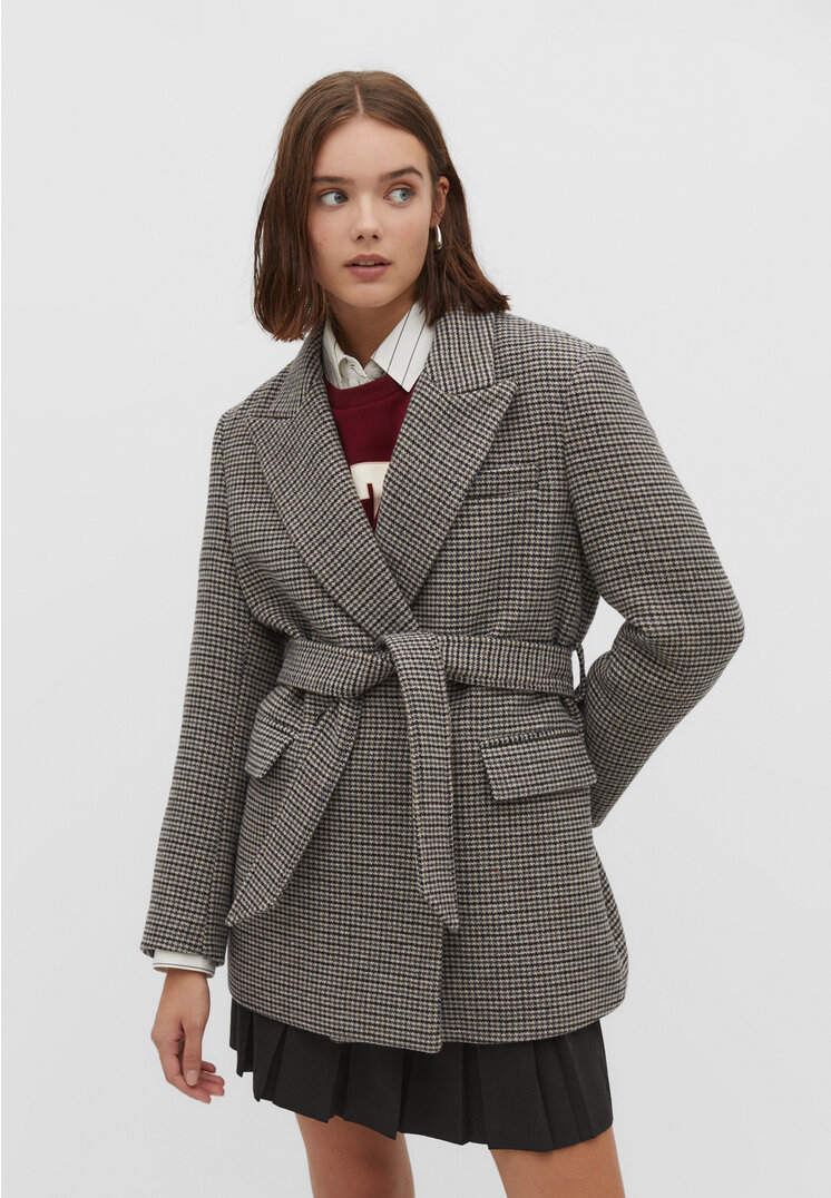 Stradivarius Blazer mit Gürtel Graumeliert L