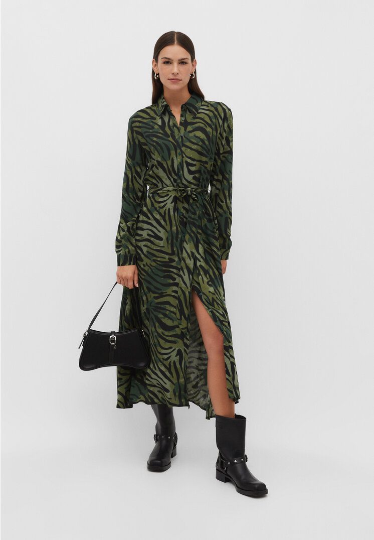 Stradivarius Langes Hemdkleid Flaschengrün L