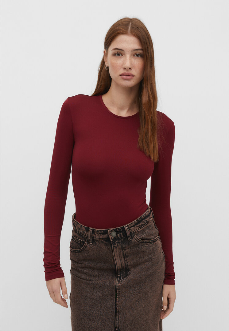 Stradivarius Basic-Body aus Polyamid Granatrot XL