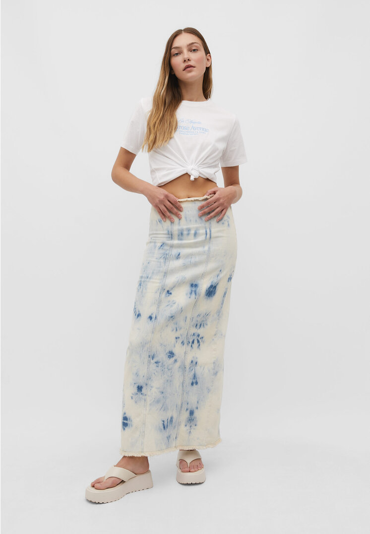 Stradivarius Shirt mit Stickerei Himmelblau XS
