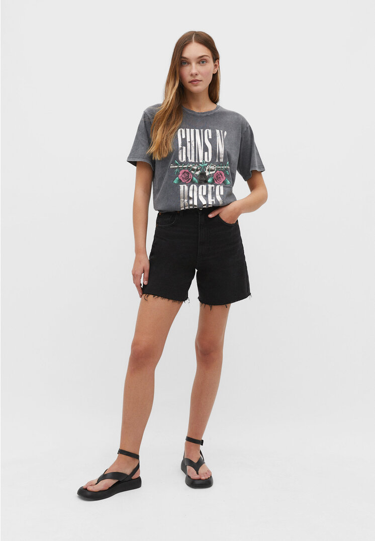 Stradivarius Shirt Guns N' Roses Graumeliert S