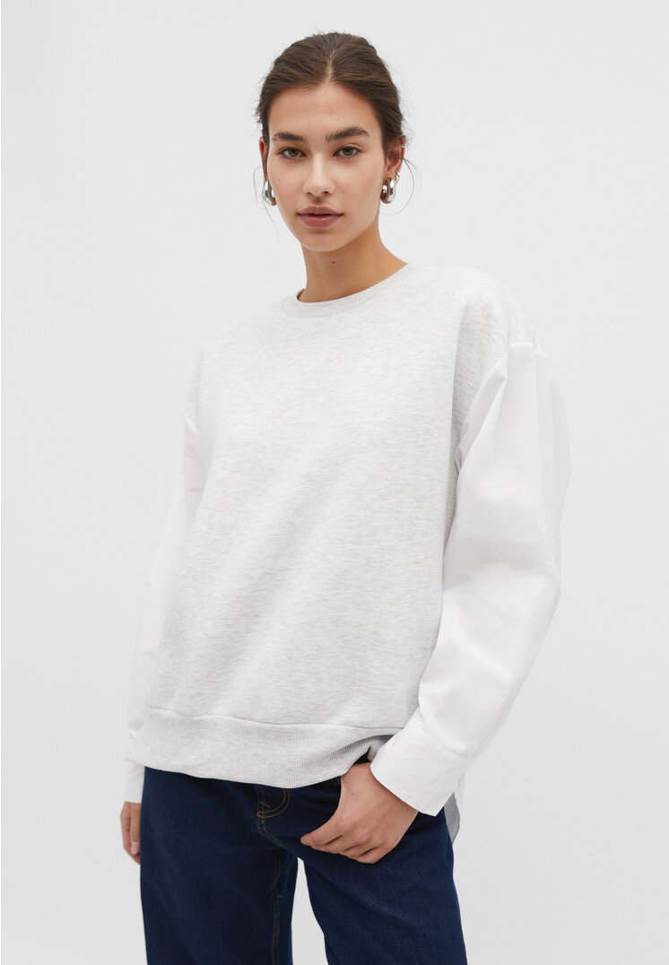 Stradivarius Kombiniertes Sweatshirt im Hemdstil Grau Melange XL
