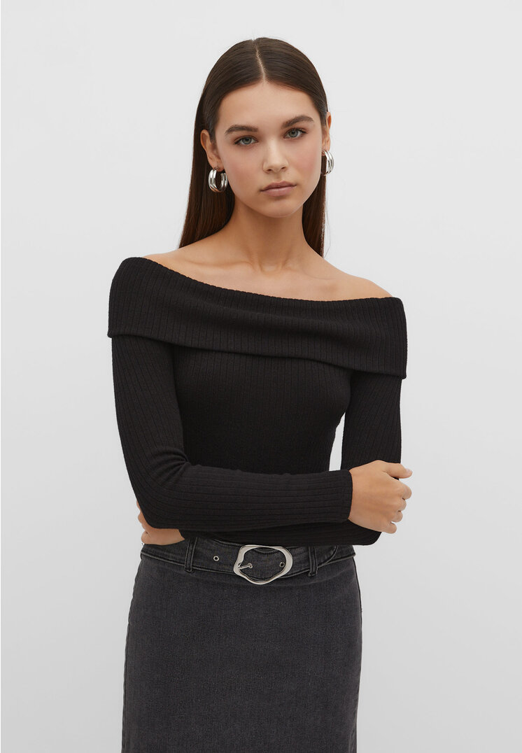 Stradivarius Schulterfreies Shirt Schwarz L