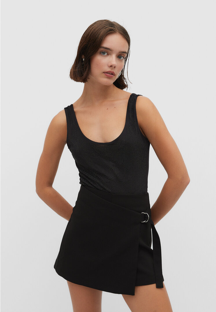Stradivarius Body z siateczki z dżetami Czarny S