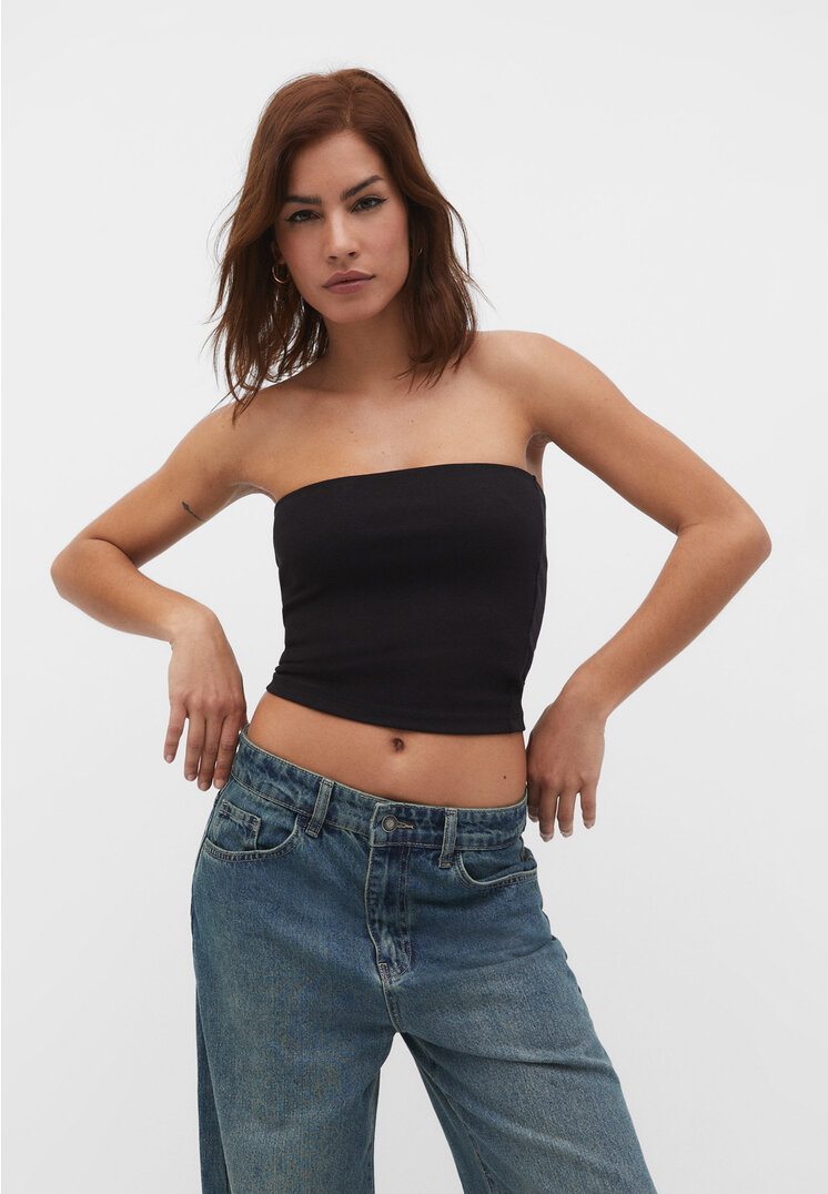 Stradivarius Basic-Bandeau-Top Schwarz M