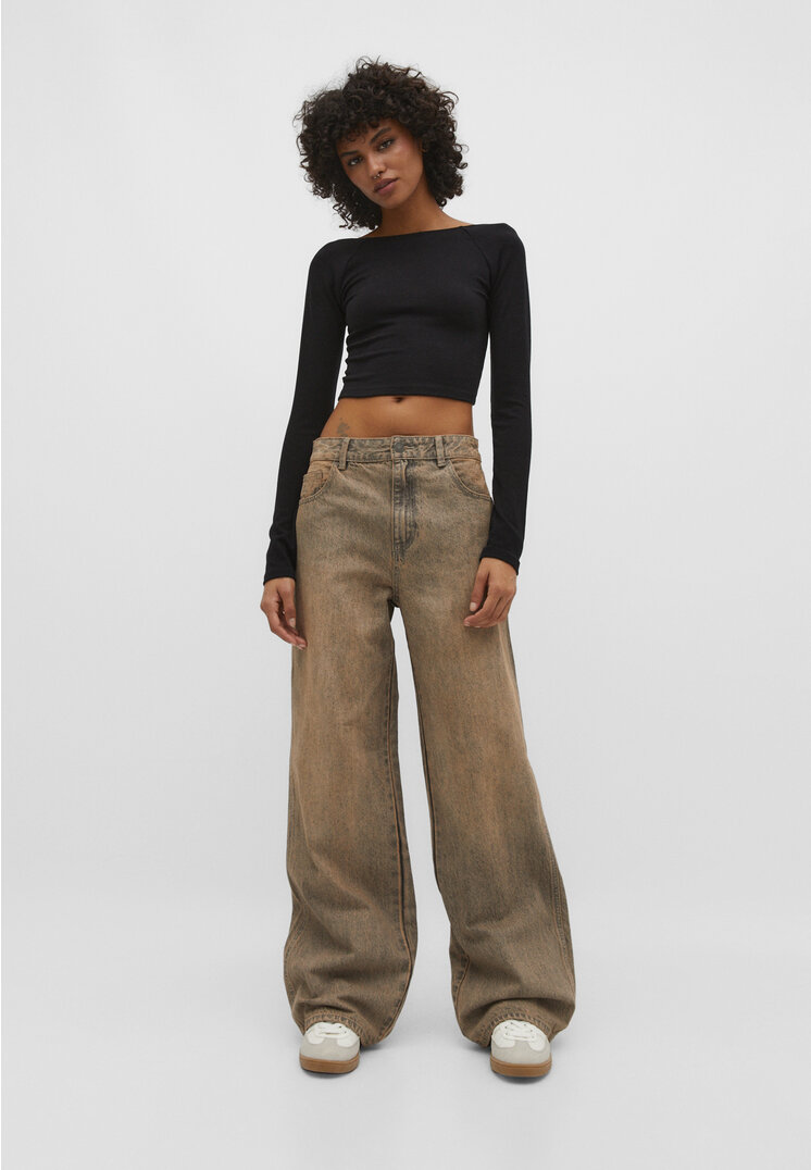 Stradivarius Baggy-Jeans schwarzer Denim 38