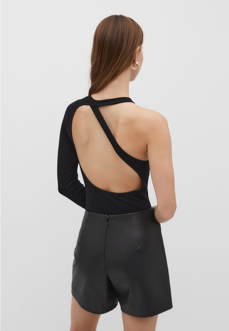Stradivarius Bezszwowe body z półgolfem Czarny L