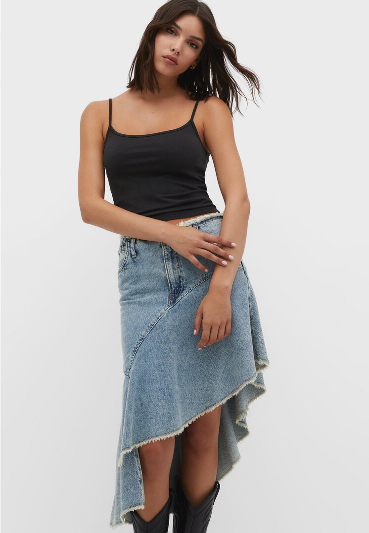Stradivarius Trägertop im Acid-Wash Grau XS