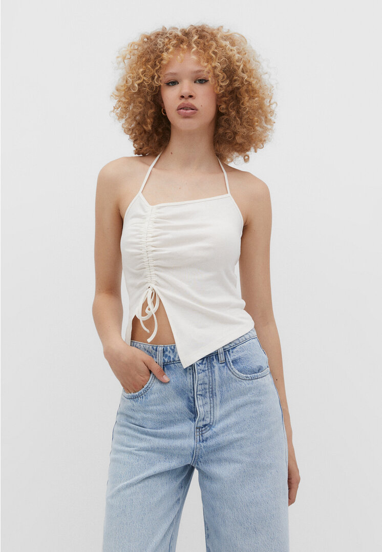 Stradivarius Asymetryczny top z dekoltem halter i marszczeniem po bokach Ecru S
Stradivarius Asymetryczny top z dekoltem halter i marszczeniem po bokach Ecru S