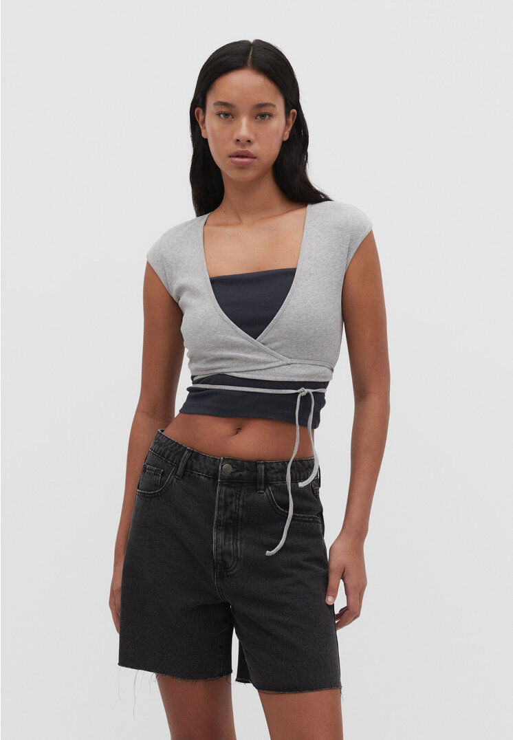 Stradivarius Top w stylu baletnicy Popielaty L