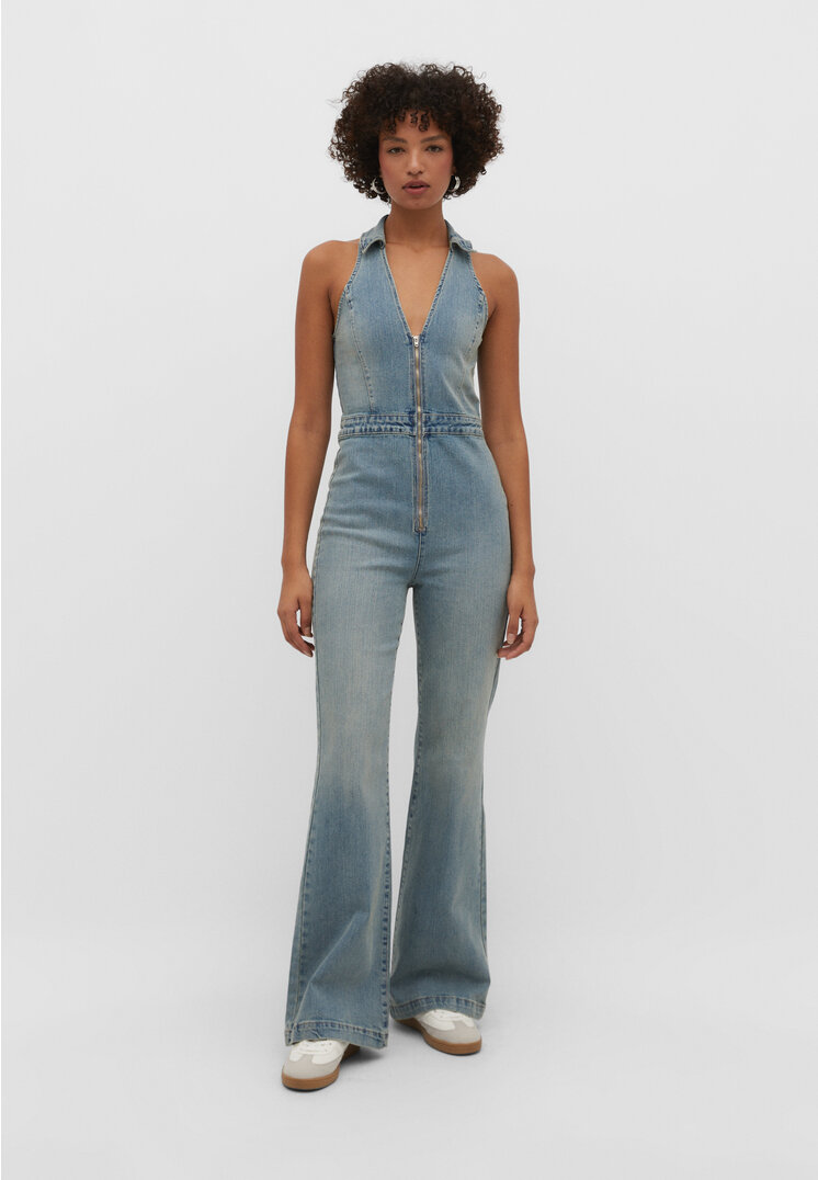 Stradivarius Langer Jeans-Jumpsuit BLACK DENIM DARK XS