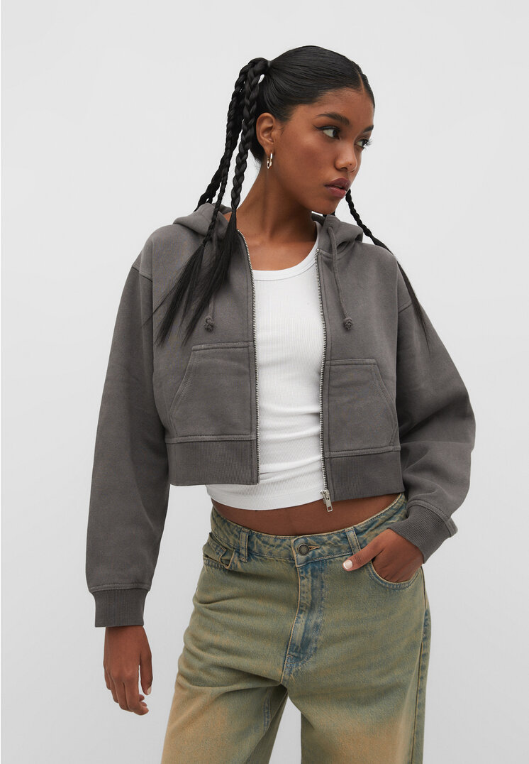 Stradivarius Bluza z suwakiem Szary M