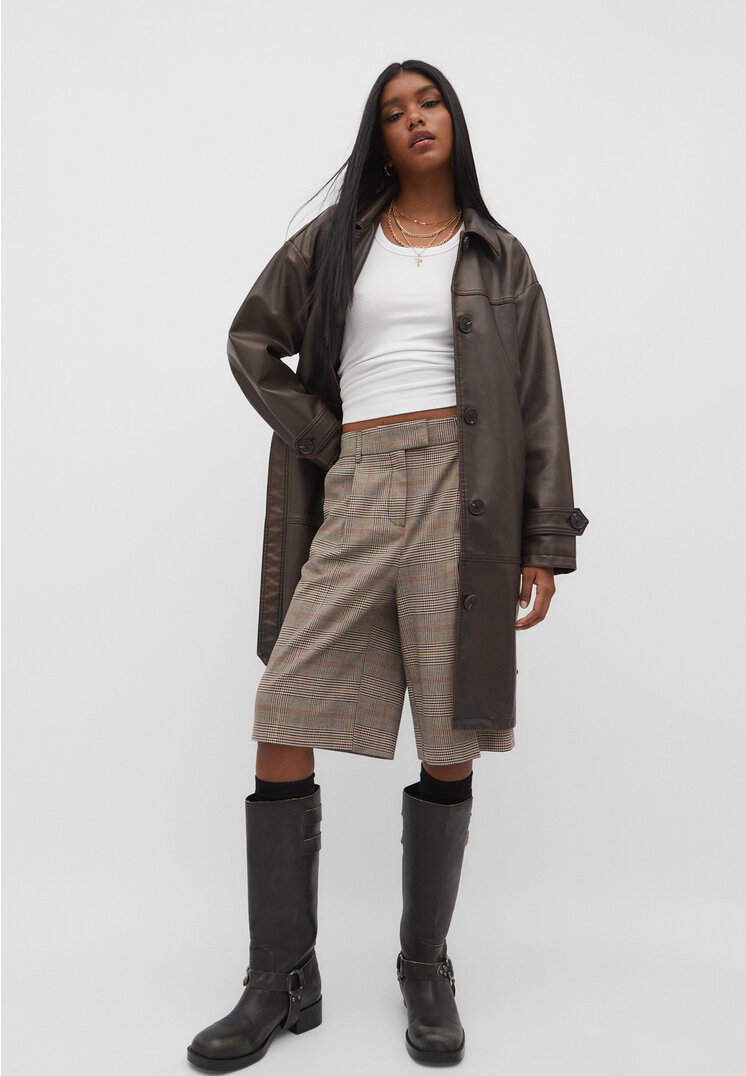 Stradivarius Bermudy tailoring Brązowy 40