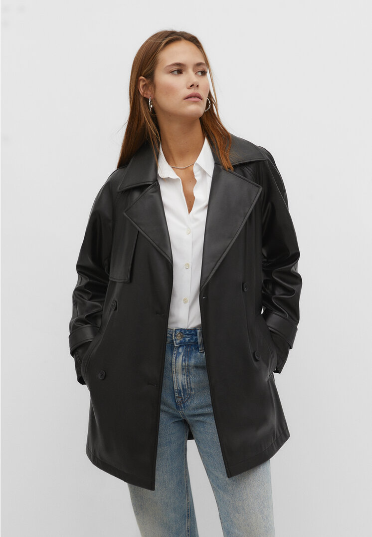 Stradivarius Trencz z imitacji skóry Czarny XL
