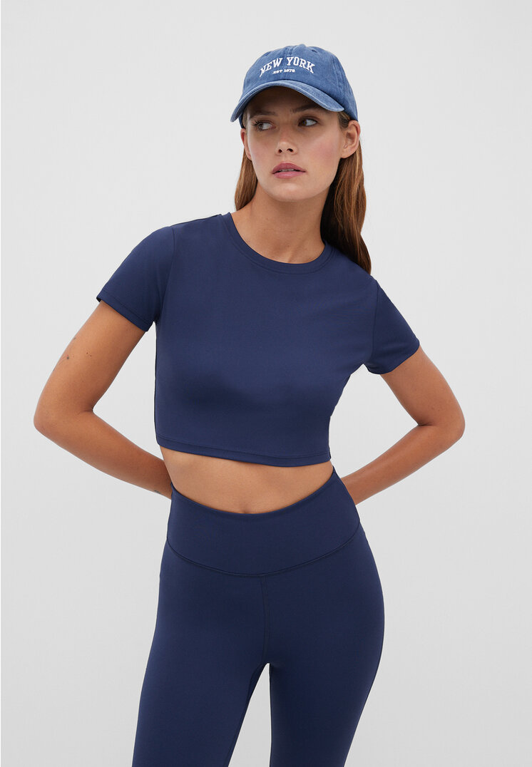 Stradivarius Sport-Shirt Soft Touch Marineblau L