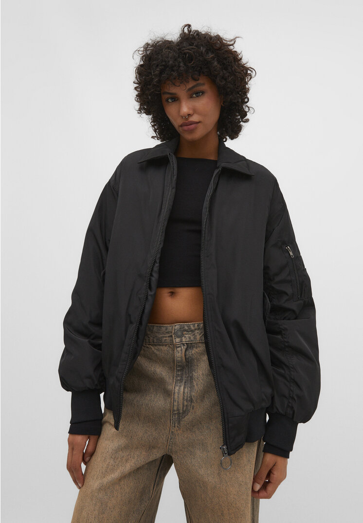 Stradivarius Kurtka bomberka basic Czarny M