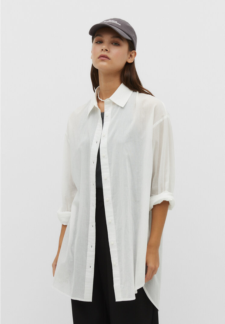 Stradivarius Oversize-Hemd Weiß S