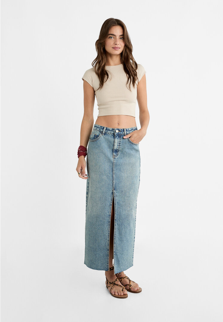 Stradivarius Długa spódnica jeansowa comfort Denimowy wielokrotnie farbowany 32
Stradivarius Długa spódnica jeansowa comfort Denimowy wielokrotnie farbowany 32