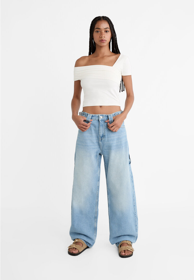 Stradivarius Baggy-Jeans im Balloon-Fit mit verstellbarem Bund Jeansblau 32
Stradivarius Baggy-Jeans im Balloon-Fit mit verstellbarem Bund Jeansblau 32