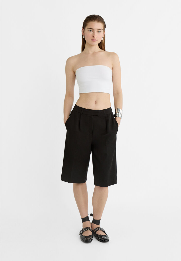 Stradivarius Elegante Bermudashorts Schwarz 40