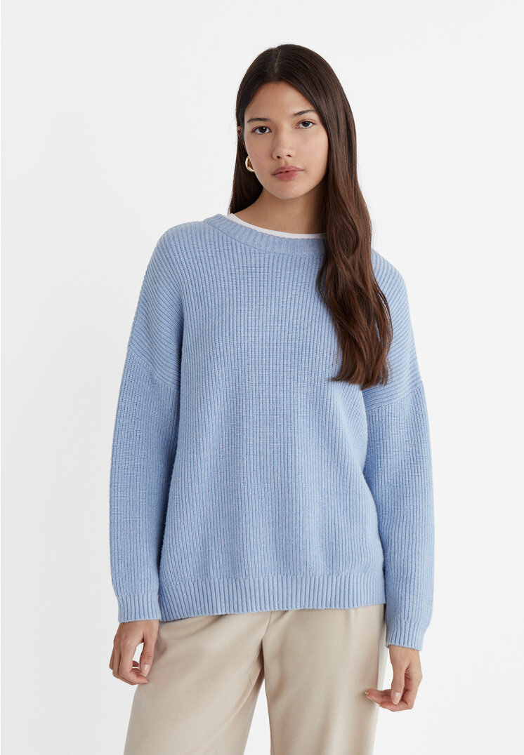 Stradivarius Strickpullover Himmelblau S