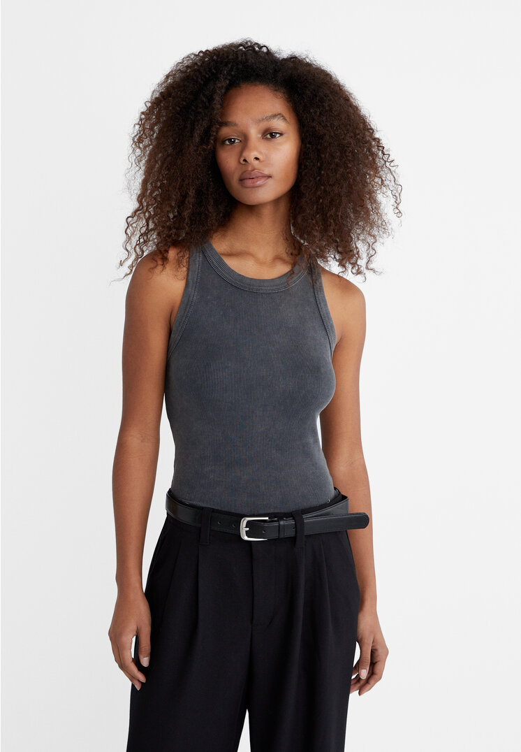 Stradivarius Basic-Shirt im Acid-Wash-Look mit Racerback Graumeliert XL
Stradivarius Basic-Shirt im Acid-Wash-Look mit Racerback Graumeliert XL