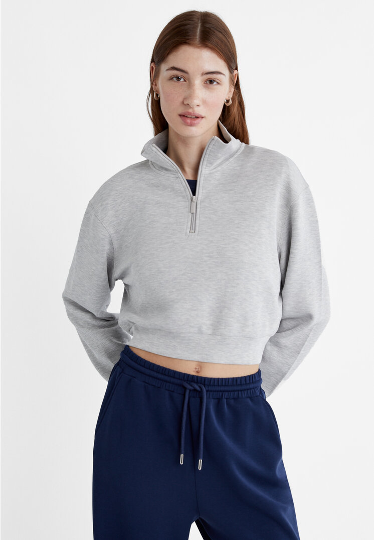 Stradivarius Sweatshirt mit Modal-Anteil und Reißverschluss Grau Melange S
Stradivarius Sweatshirt mit Modal-Anteil und Reißverschluss Grau Melange S