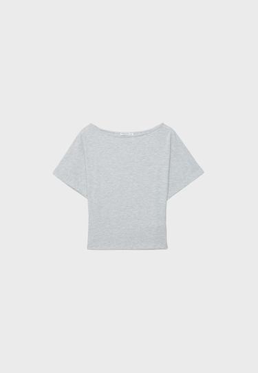 Kısa kollu kayık yaka t-shirt - Görsel 11