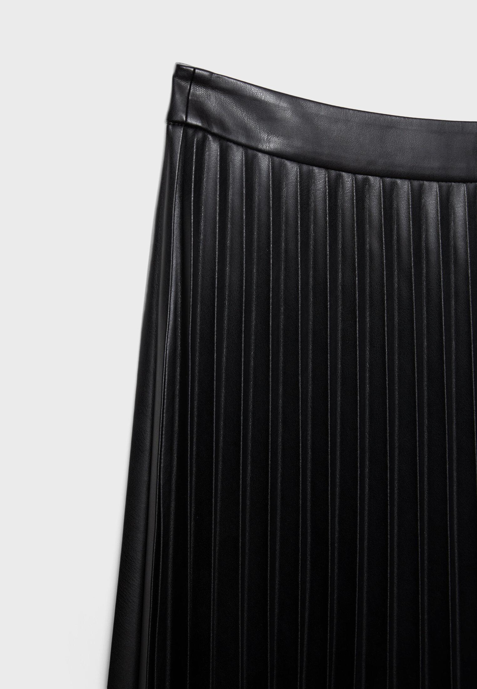 Pleated faux leather midi skirt - Women's fashion Pleated faux leather midi skirt - Women's fashion
