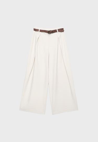 Maxi pensli kemerli pantolon - Görsel 15