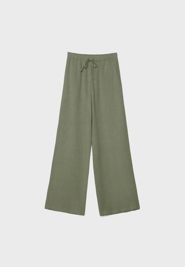 Keten görünümlü düz pantolon - Görsel 17