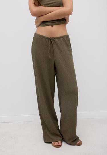 Kırışık görünümlü straight fit pantolon - Görsel 18