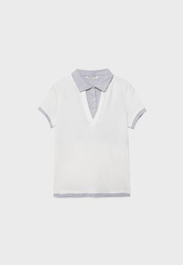 Çift katmanlı kısa kollu polo t-shirt - Görsel 11