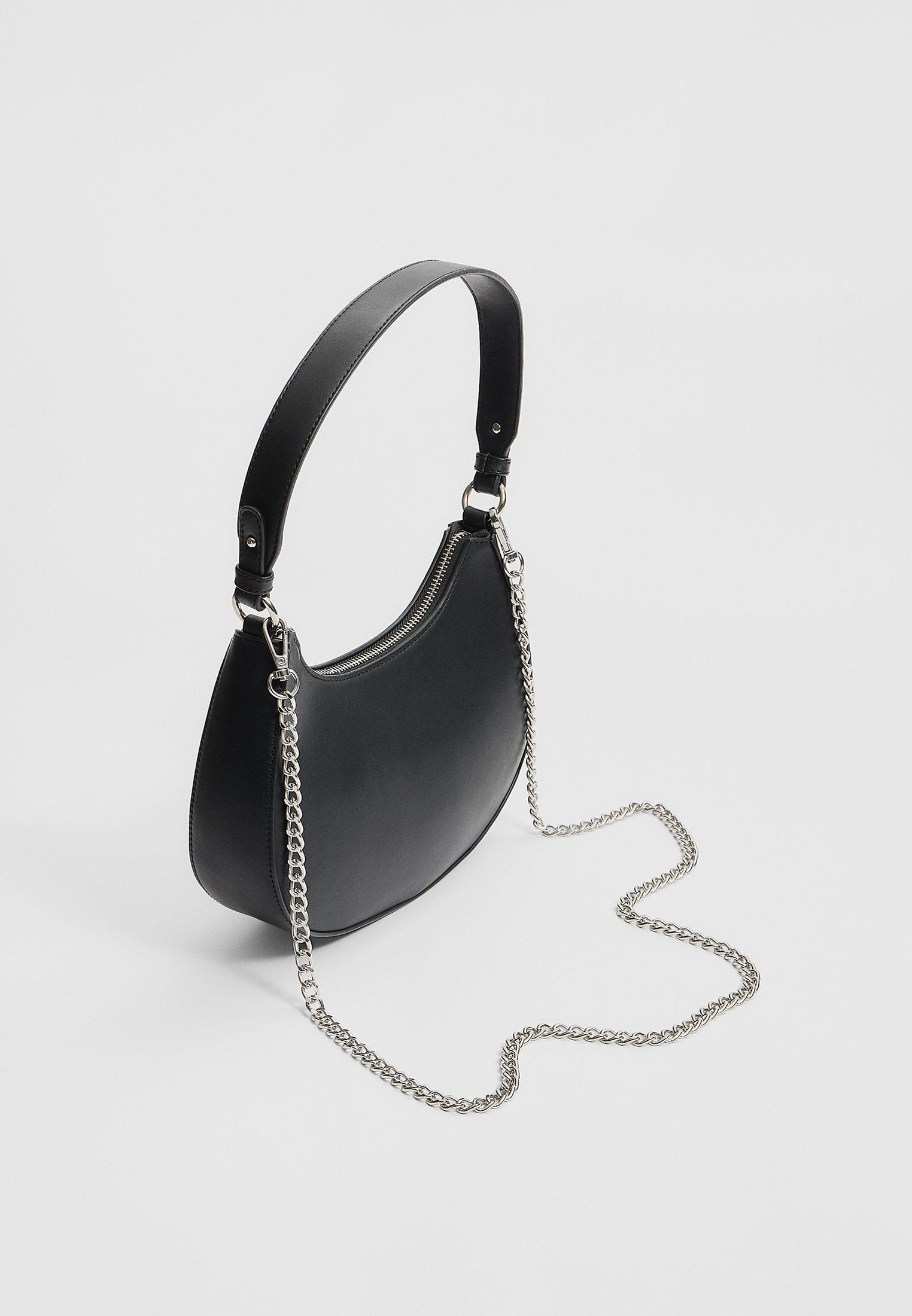 Half Moon Leather Shoulder Bag Black | ALLSAINTS US