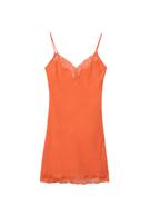 Keten karışımlı, kısa, dantel elbis - Görsel 10