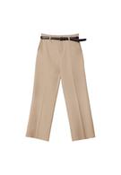 Düz kesim dökümlü kemerli pantolon - Görsel 24