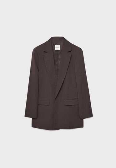 Basic keten karışımlı blazer - Görsel 14