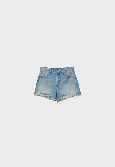 D75 yırtık denim şort - Görsel 15