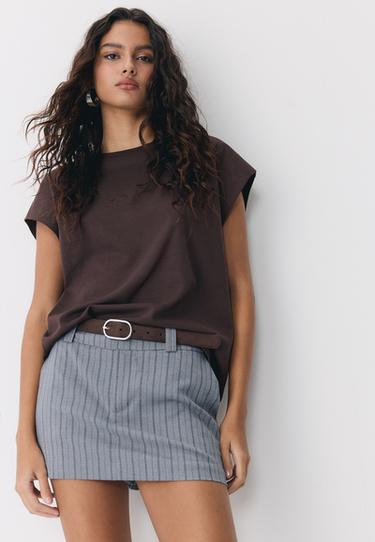 Kemerli mini şort etek - Görsel 14