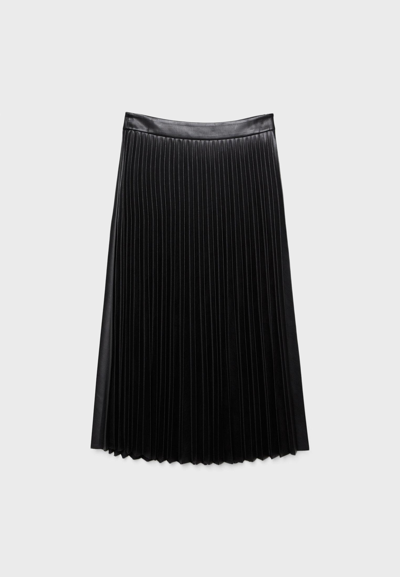 Pleated faux leather midi skirt - Women's fashion Pleated faux leather midi skirt - Women's fashion
