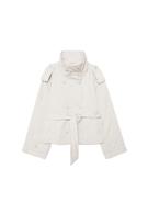 Yüksek yakalı kemerli trençkot - Görsel 17