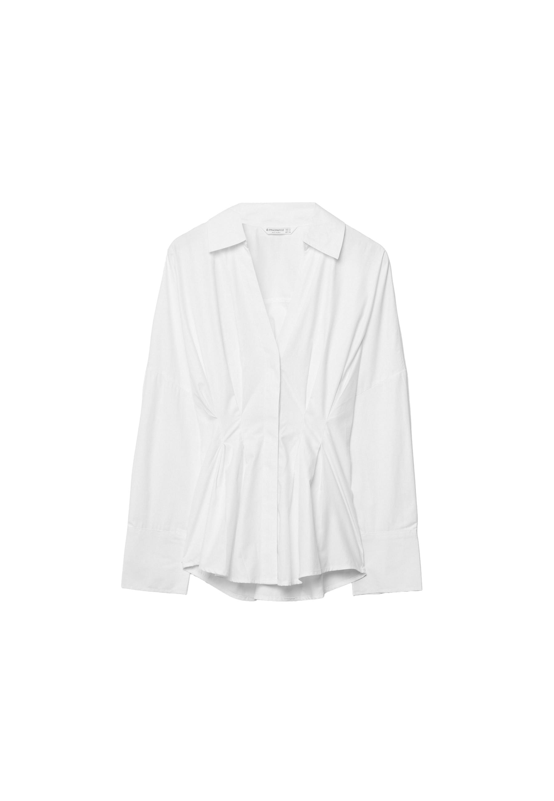 Camicia in popeline con pieghe